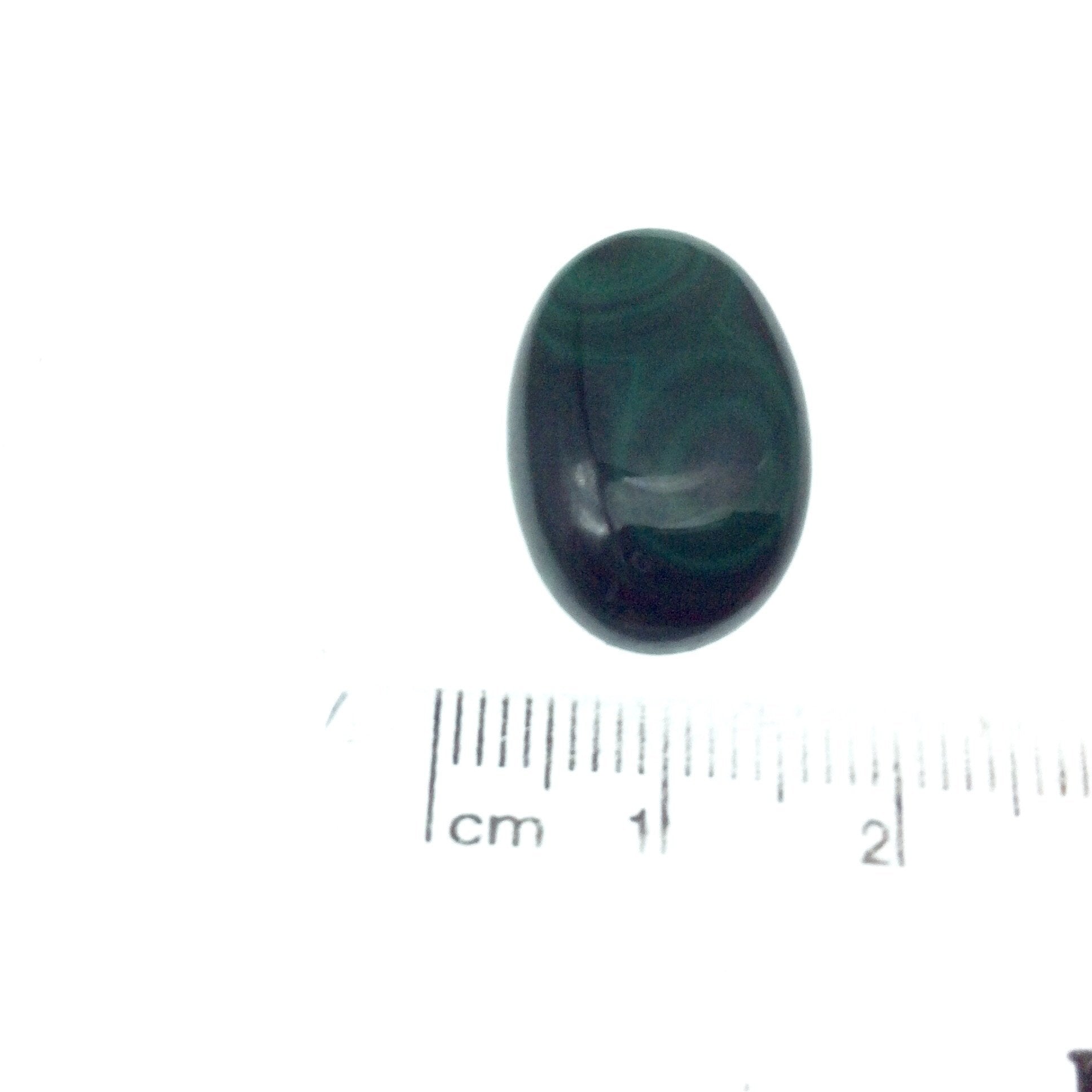 OOAK Genuine Malachite Oblong/Oval Shaped Flat Backed Cabochon - Measuring 14mm x 20mm, 4.5mm Dome Height - Natural High Quality Cab