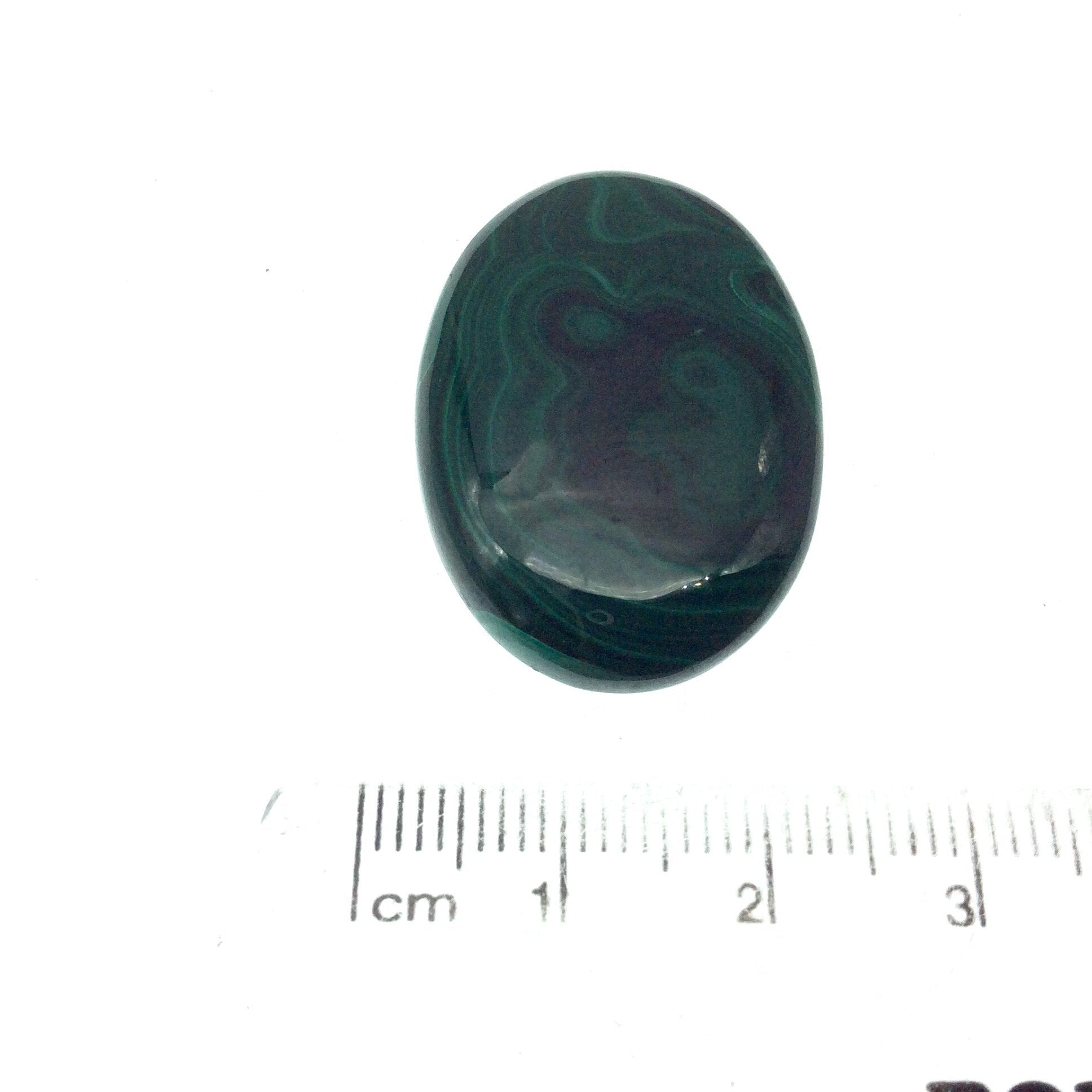 OOAK Genuine Malachite Oblong/Oval Shaped Flat Backed Cabochon - Measuring 22mm x 32mm, 5.1mm Dome Height - Natural High Quality Cab