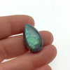 AAA Teardrop Shaped Iridescent Green/Blue Labradorite Flat Back Cabochon - Measuring 15mm x 26mm, 9.3mm Dome Height - Natural Gemstone Cab