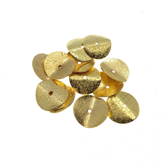 14mm Textured Gold Plated Copper Wavy Disc/Heishi Washer Shaped Components - Sold in Bulk Packs of 25 Pieces - Great as Bracelet Spacers!