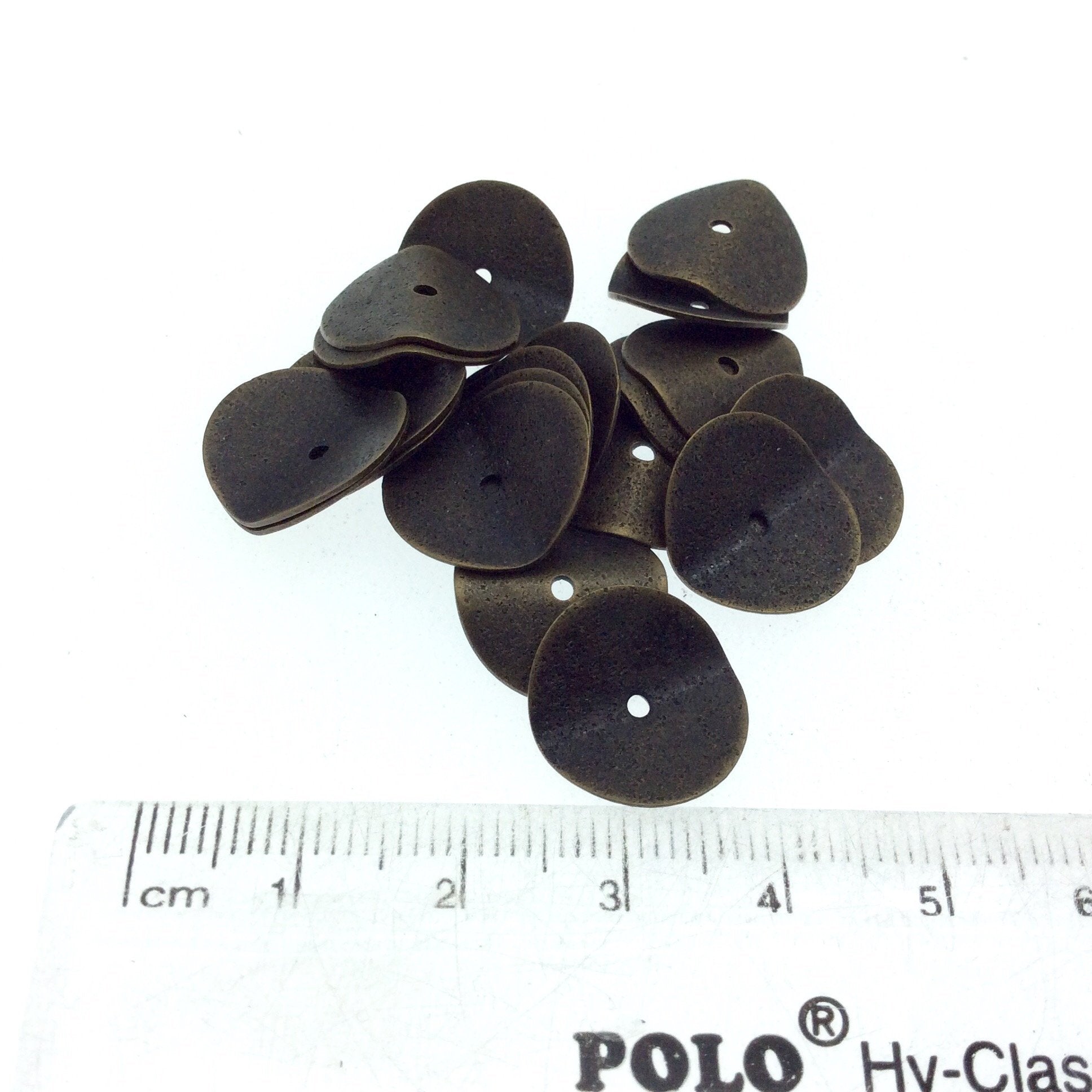14mm Textured Bronze Plated Copper Wavy Disc/Heishi Washer Shaped Components - Sold in Bulk Packs of 25 Pieces - Great as Bracelet Spacers!