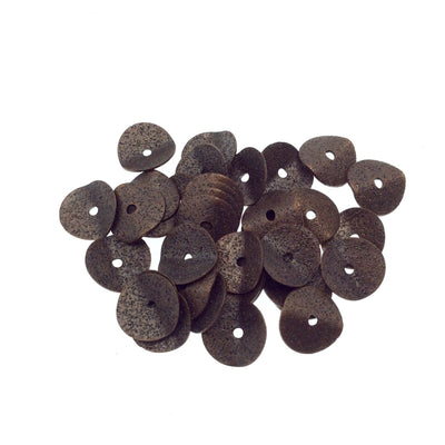 10mm Textured Antique Plated Copper Wavy Disc/Heishi Washer Shaped Components - Sold in Bulk Packs of 25 Pieces - Great as Bracelet Spacers!