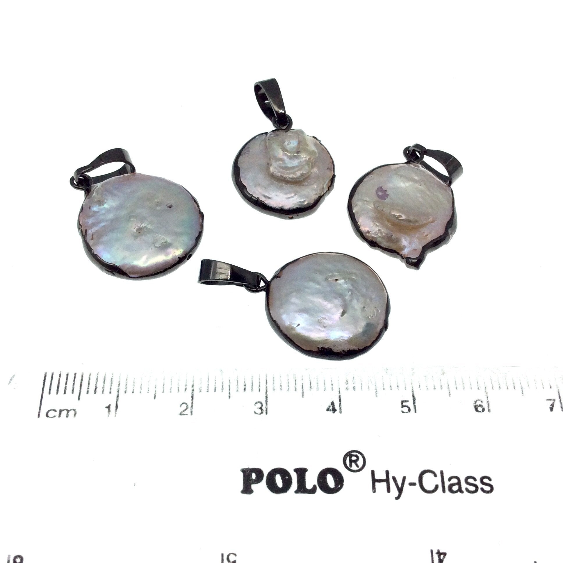 Small Gunmetal Electroplated Iridescent Silver Irregular Coin Shape Freshwater Blister Pearl Pendant ~ 18mm to 20mm  - Sold Per Each, Random