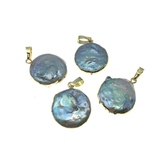 Pearl Pendant - Irregular Coin Shape Freshwater Blister Pearl Focal Pendant