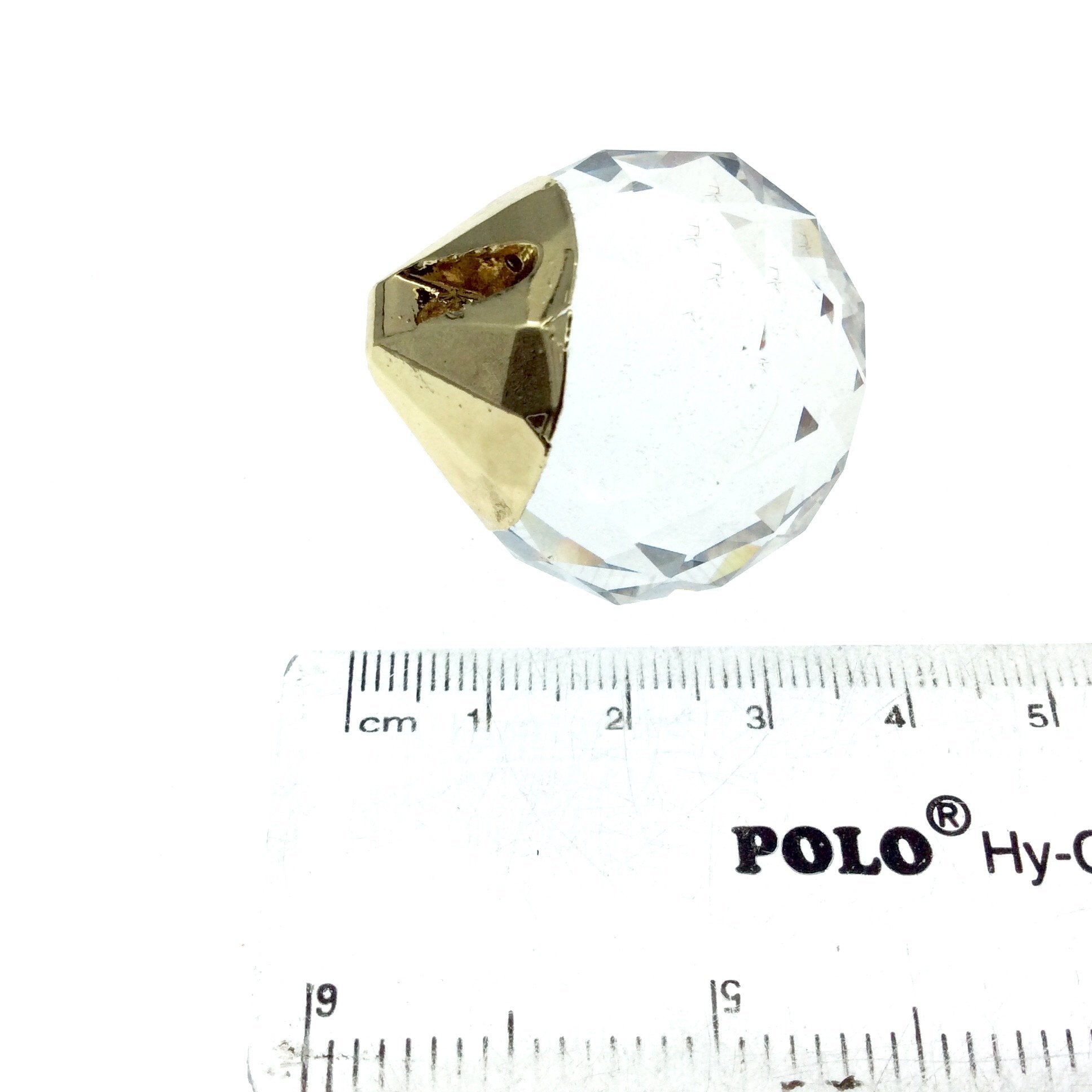 Gold Electroplated Faceted Clear/Transparent Crystal Ball Shaped Pendant  ~ 25mm x 30mm - Sold Individually