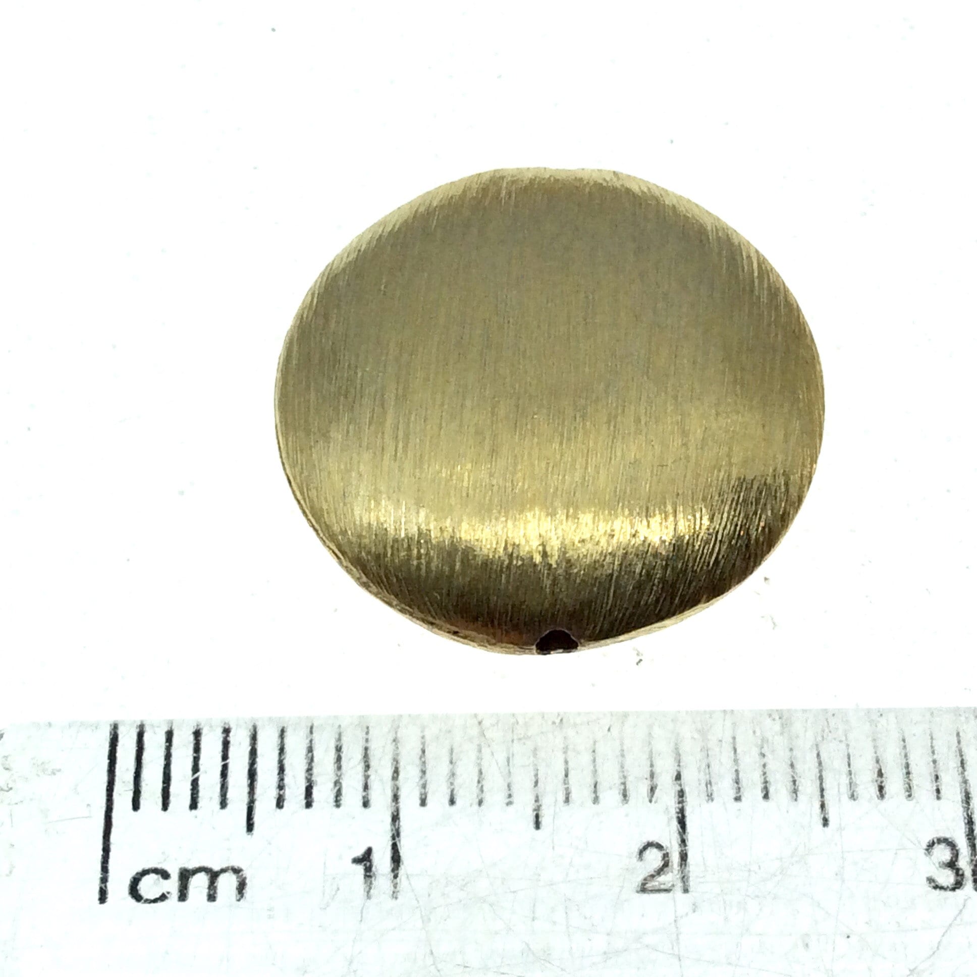Gold Plated Brushed Finish Puffed Coin Shaped Brass Bead - Measuring 20mm x 20mm - High Quality Jewelry Component