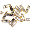 Gold Vermeil Faceted Cut Stone Rectangle Shaped Black Rutilated Quartz Bezel Pendant- Measuring 5mm x 15mm - Sold Per Piece