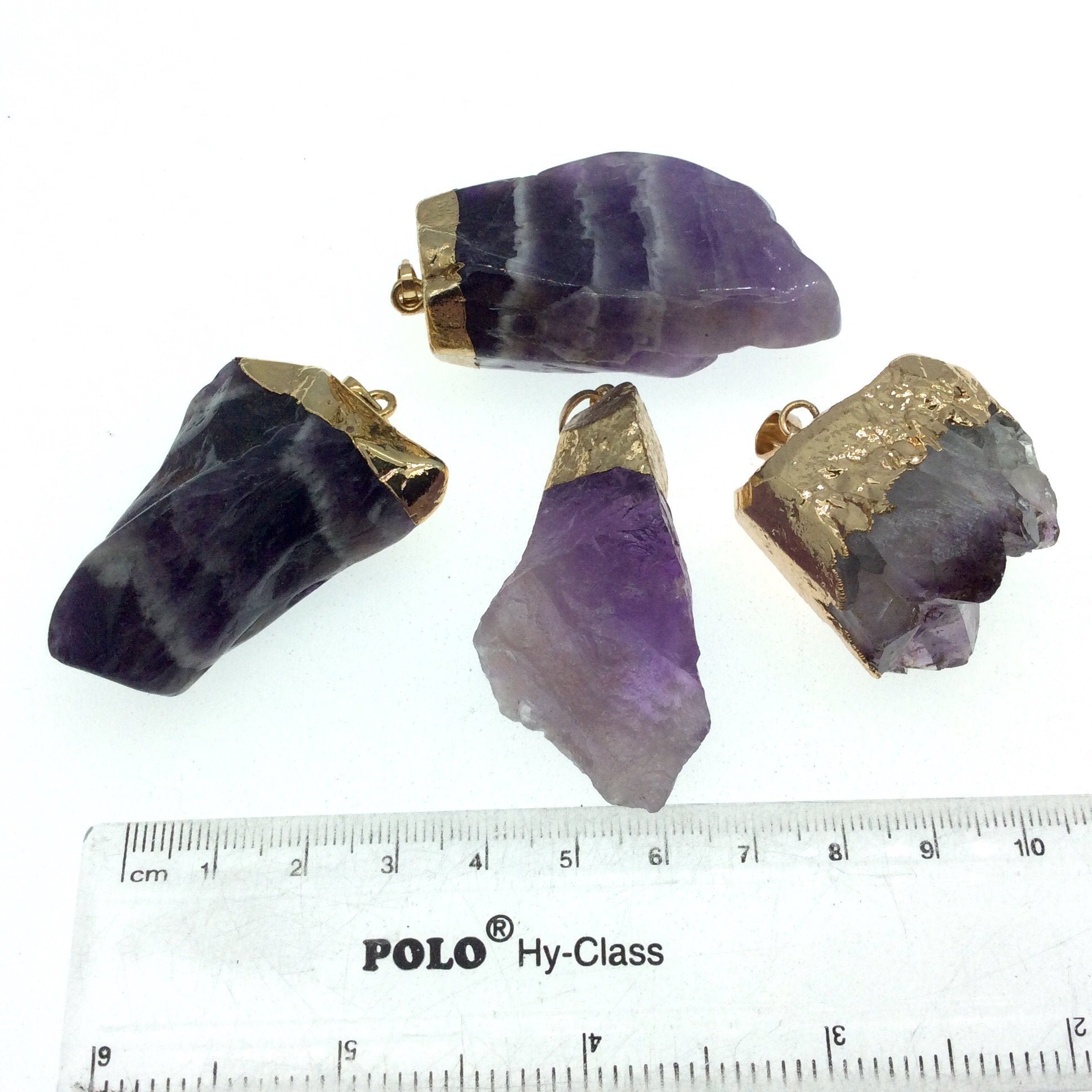 Gold Finish Electroplated Rough Natural Dogtooth Amethyst Nugget/Chunk Pendant - Measuring 20mm x 40mm, Approx. - Sold Individually, Random