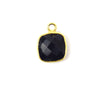 Gold Plated Faceted Hydro (Lab Created) Jet Black Onyx Square Shaped Bezel Pendant - Measuring 10mm x 10mm - Sold Individually