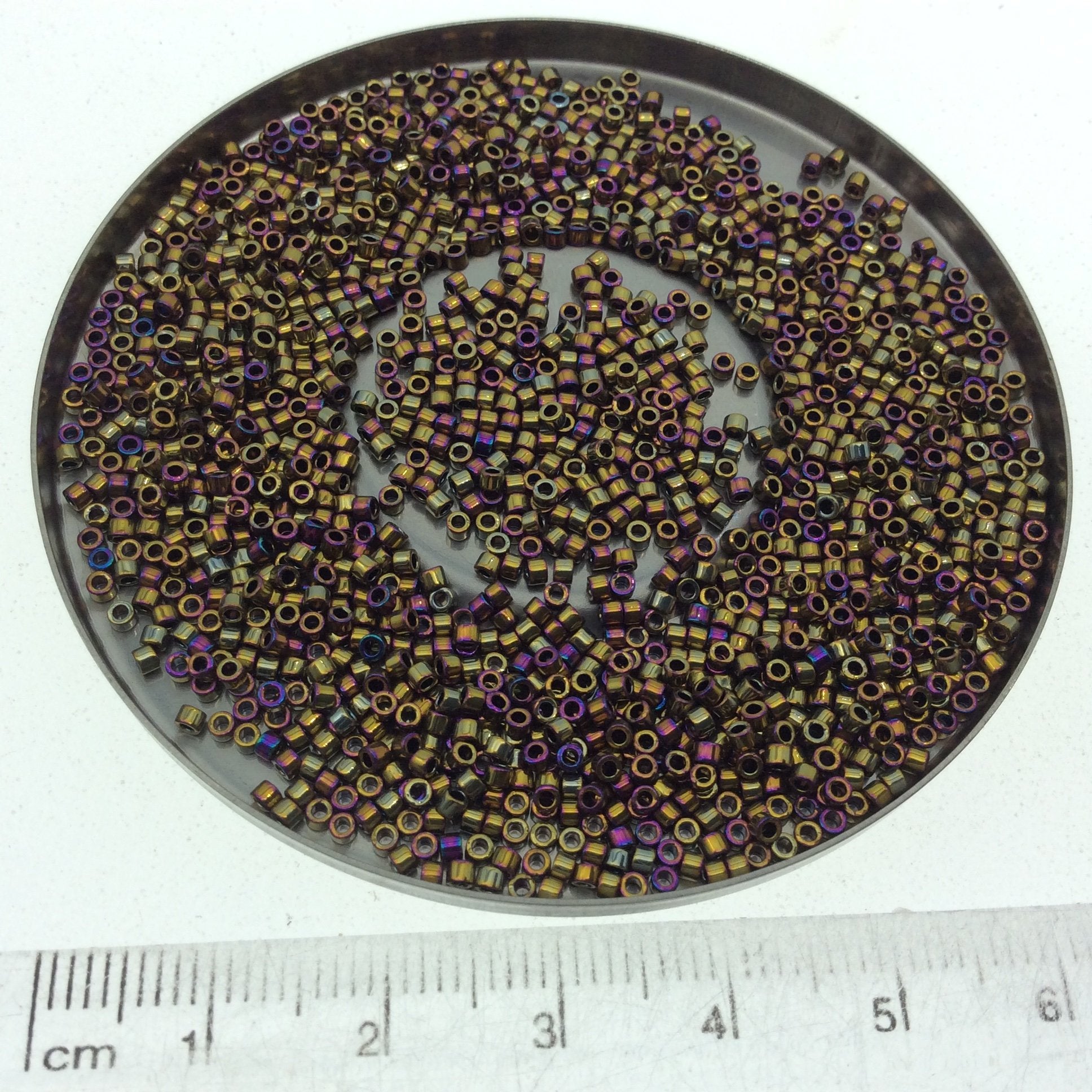 Size 11/0 Matte Metallic Purple/Gold Iris Genuine Miyuki Delica Glass Seed Beads - Sold by 7.2 Gram Tubes (Approx. 1300 Beads/2" Tube)