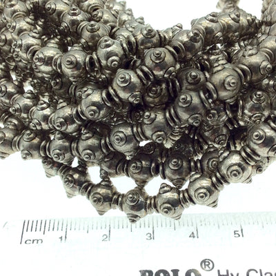 Silver Finish Dotted Urn Pattern Pewter Beads - 8" Strand (Approximately 25 Beads) - Measuring 8mm x 10mm, Approx. - 2mm Hole Size