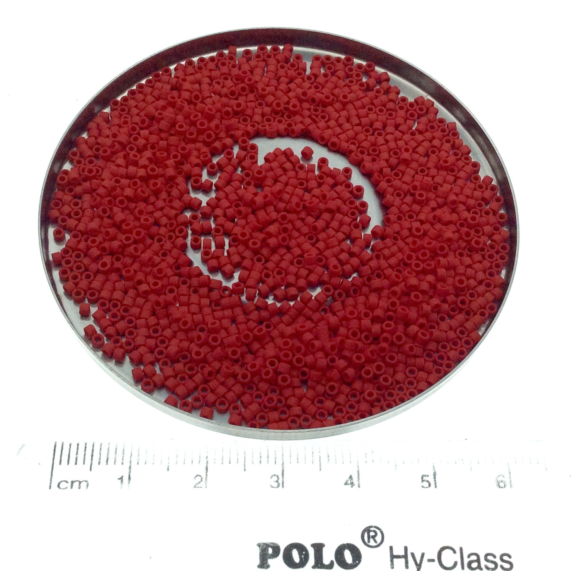 Size 11/0 Glossy Finish Opaque Dark Red Genuine Miyuki Delica Glass Seed Beads - Sold by 7.2 Gram Tubes (Approx. 1300 Beads per 2" Tube)