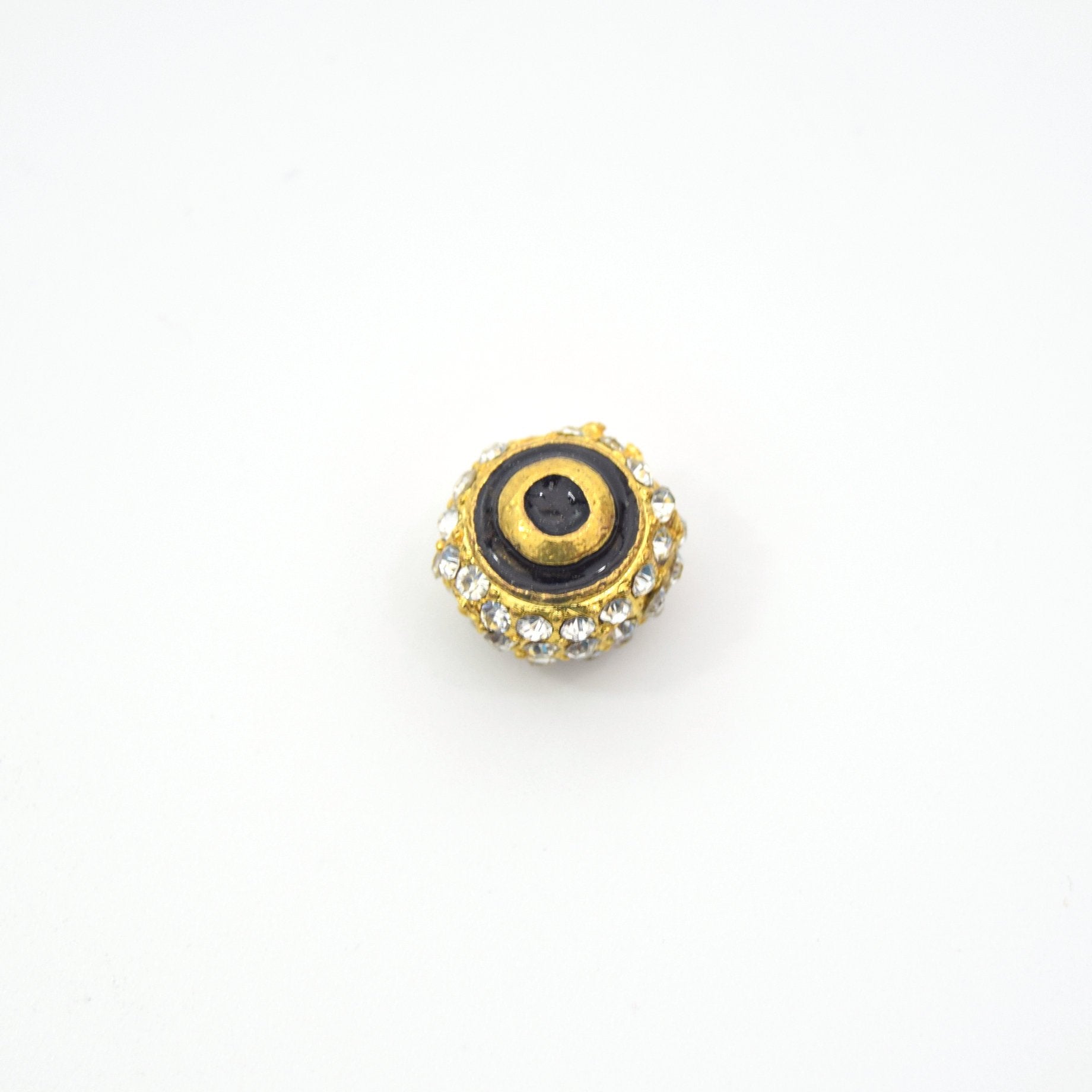 Clearance!! Gold 11mm Double-sided Letter "O"  Rhinestone Banded  Round/Ball Shaped Bead