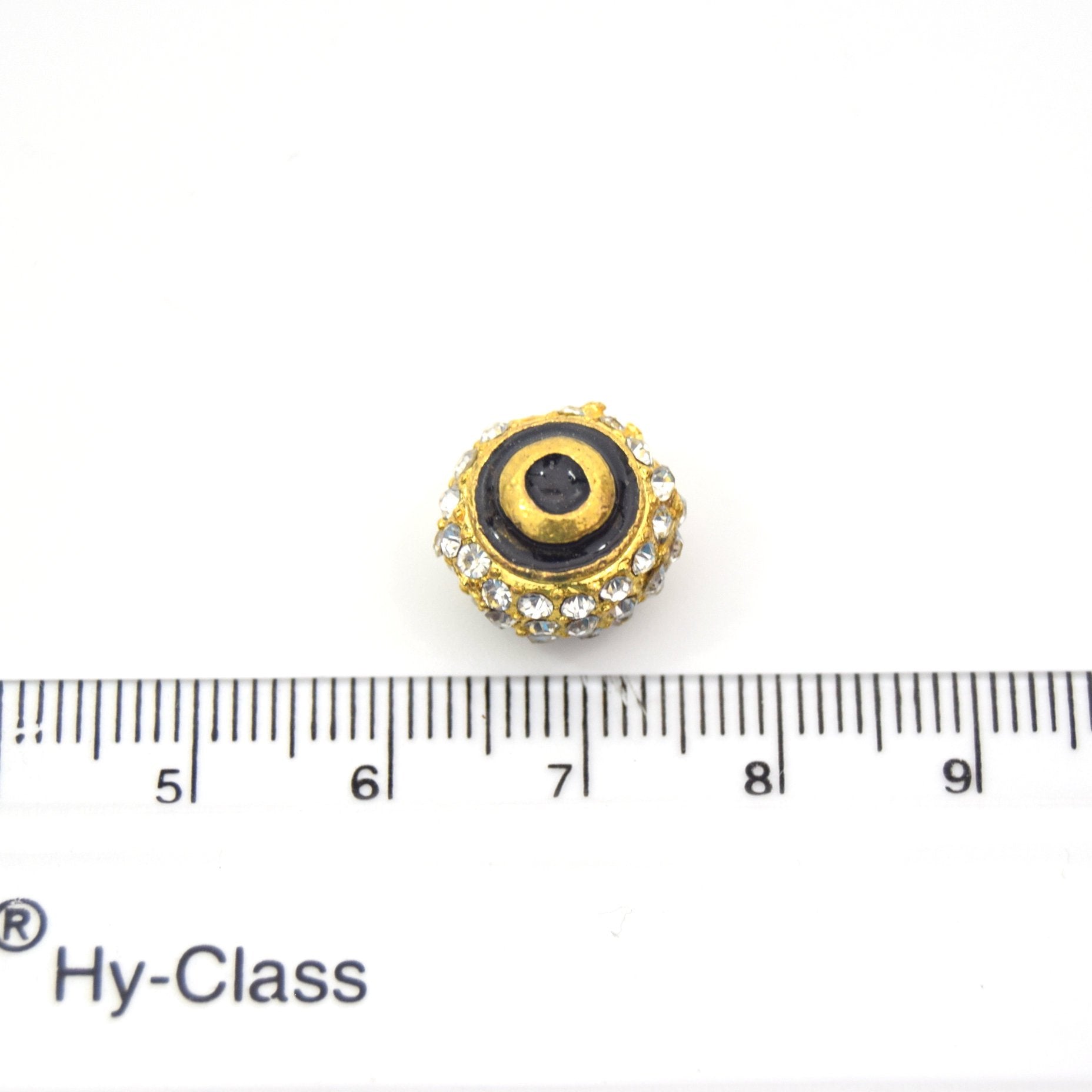 Clearance!! Gold 11mm Double-sided Letter "O"  Rhinestone Banded  Round/Ball Shaped Bead