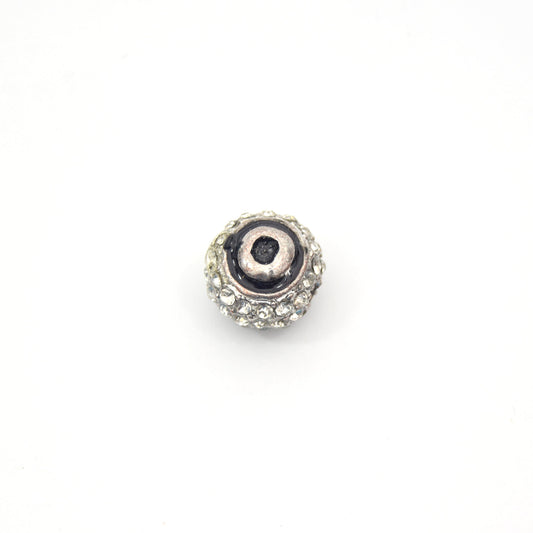 Clearance!! Silver 11mm Double-sided Letter "O"  Rhinestone Banded Round/Ball Shaped Bead
