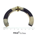 3.25" White and Black Double Flat Ended Crescent Shaped Natural Ox Bone Pendant with Fancy Gold Bail - Approx.  83mm x 75mm