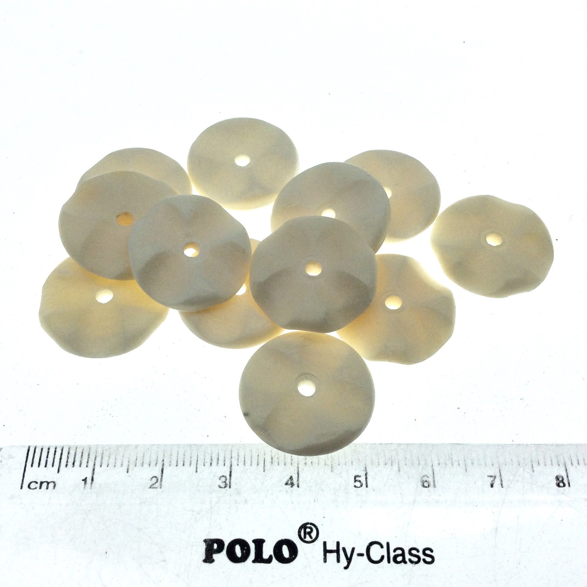 20mm Hand Carved White Natural Ox Bone Wavy Heishi/Disc Beads with 2mm Holes - Sold in Packs of 25
