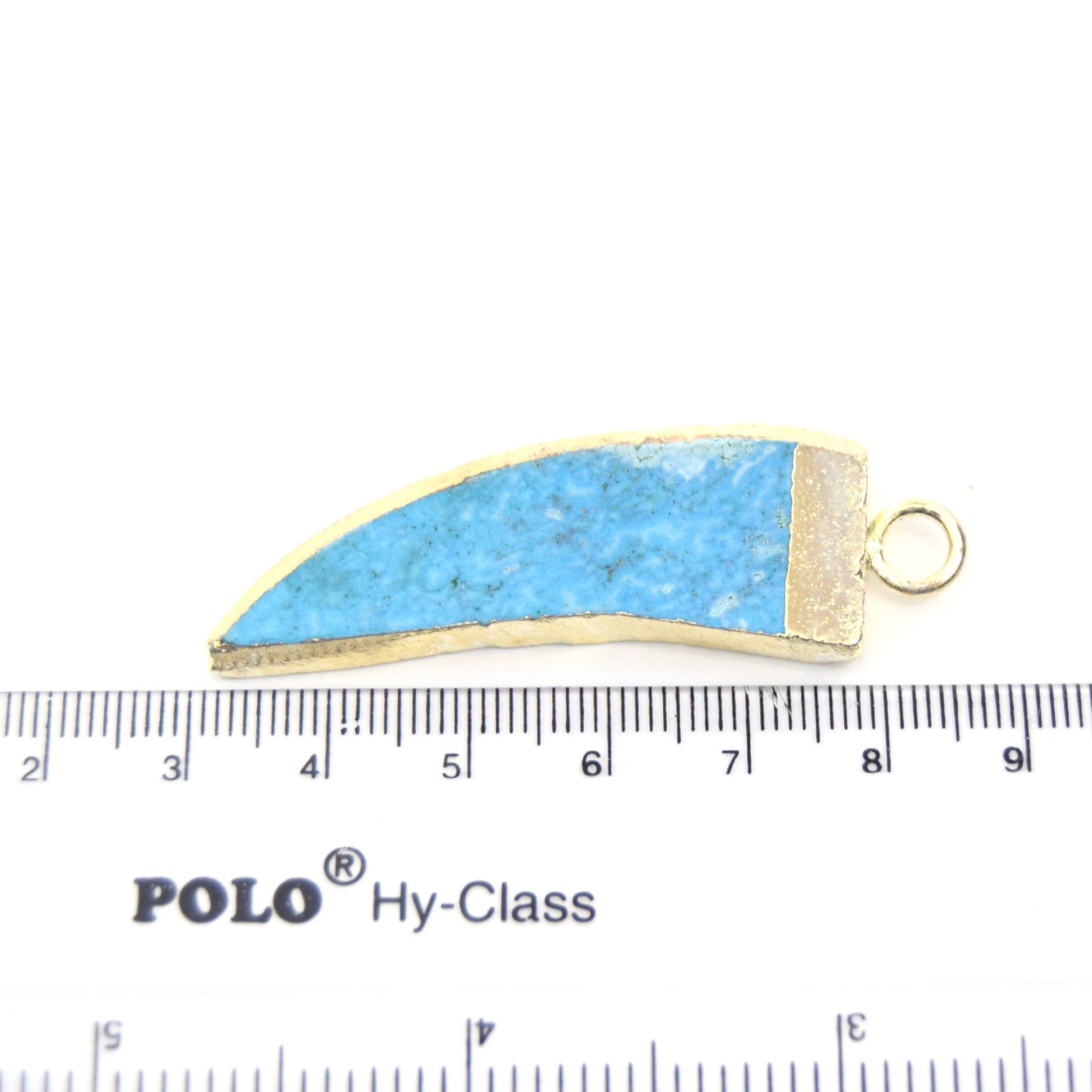 Silver Electroplated Brazilian Turquoise Tusk/Claw Shaped Focal Pendant - Measuring 13mm x 40mm, Approximately