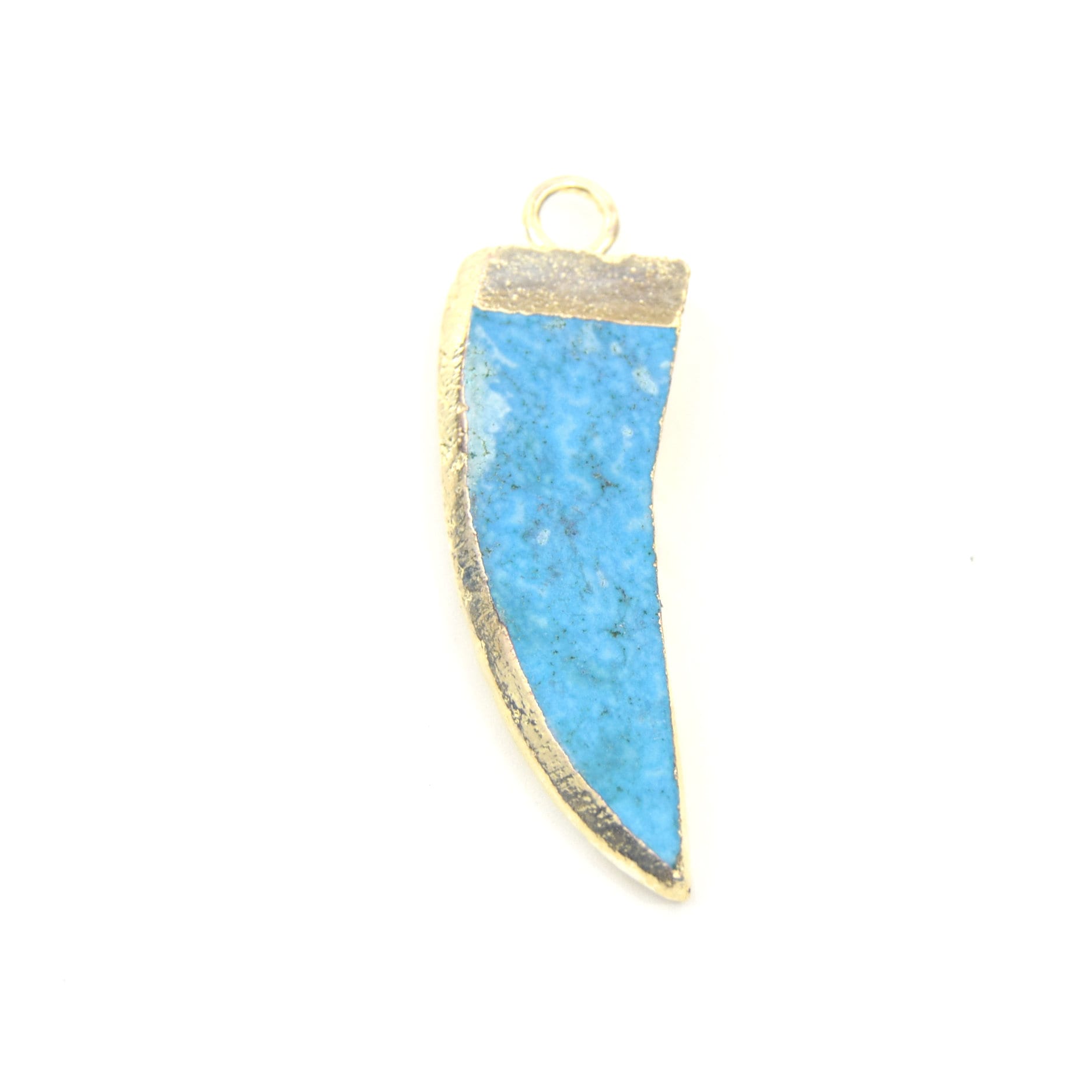 Silver Electroplated Brazilian Turquoise Tusk/Claw Shaped Focal Pendant - Measuring 13mm x 40mm, Approximately