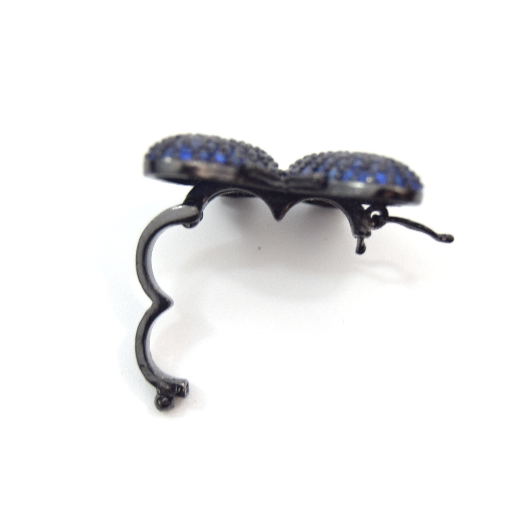 Gunmetal Plated Plated CZ Cubic Zirconia Inlaid Blue Butterfly Bolo Slide Copper - Measures 23mm x 28mm, Approx. - Sold Individually, RANDOM