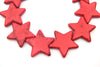 42mm Bright Red Veined Howlite Star Shaped Beads with 1mm Holes - (Approx. 16.5" Strand ~ 12 Beads)