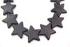42mm Jet Black Howlite Star Shaped Beads with 1mm Holes - (Approx. 16.5" Strand ~ 12 Beads)