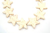 42mm Smooth Brown Veined Off White Howlite Star Shaped Beads with 1mm Holes - (Approx. 15" Strand ~ 11 Beads)