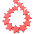 35mm Bright Red Veined Howlite Star Shaped Beads with 1mm Holes - (Approx. 15.5" Strand ~ 13 Beads)