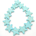 35mm Veined Turquoise Howlite Star Shaped Beads with 1mm Holes - (Approx. 15.5" Strand ~ 13 Beads)