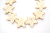 35mm Smooth Brown Veined Off White Howlite Star Shaped Beads with 1mm Holes - (Approx. 15.5" Strand ~ 13 Beads)