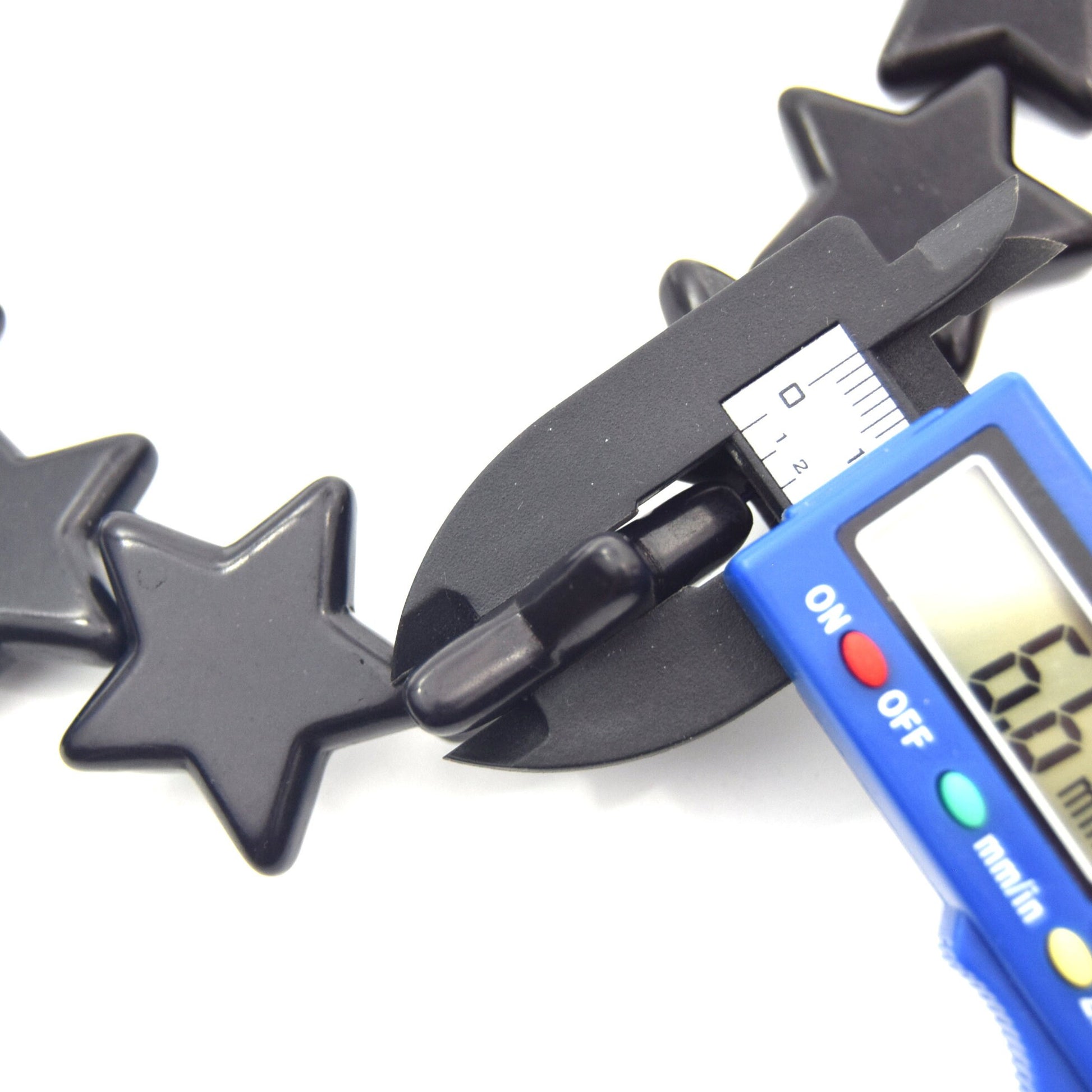 30mm Jet Black Howlite Star Shaped Beads with 1mm Holes - (Approx. 16" Strand ~ 16 Beads)