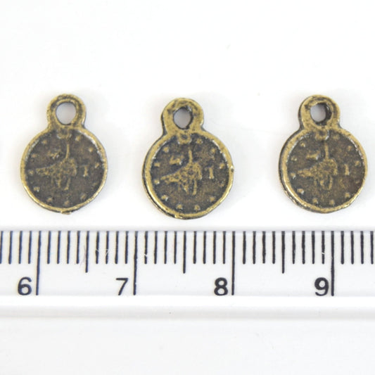 Antique Brass Plated Copper Rustic Coin Pendant with One Ring- Measuring 8mm x 8mm - Sold Individually, Chosen at Random