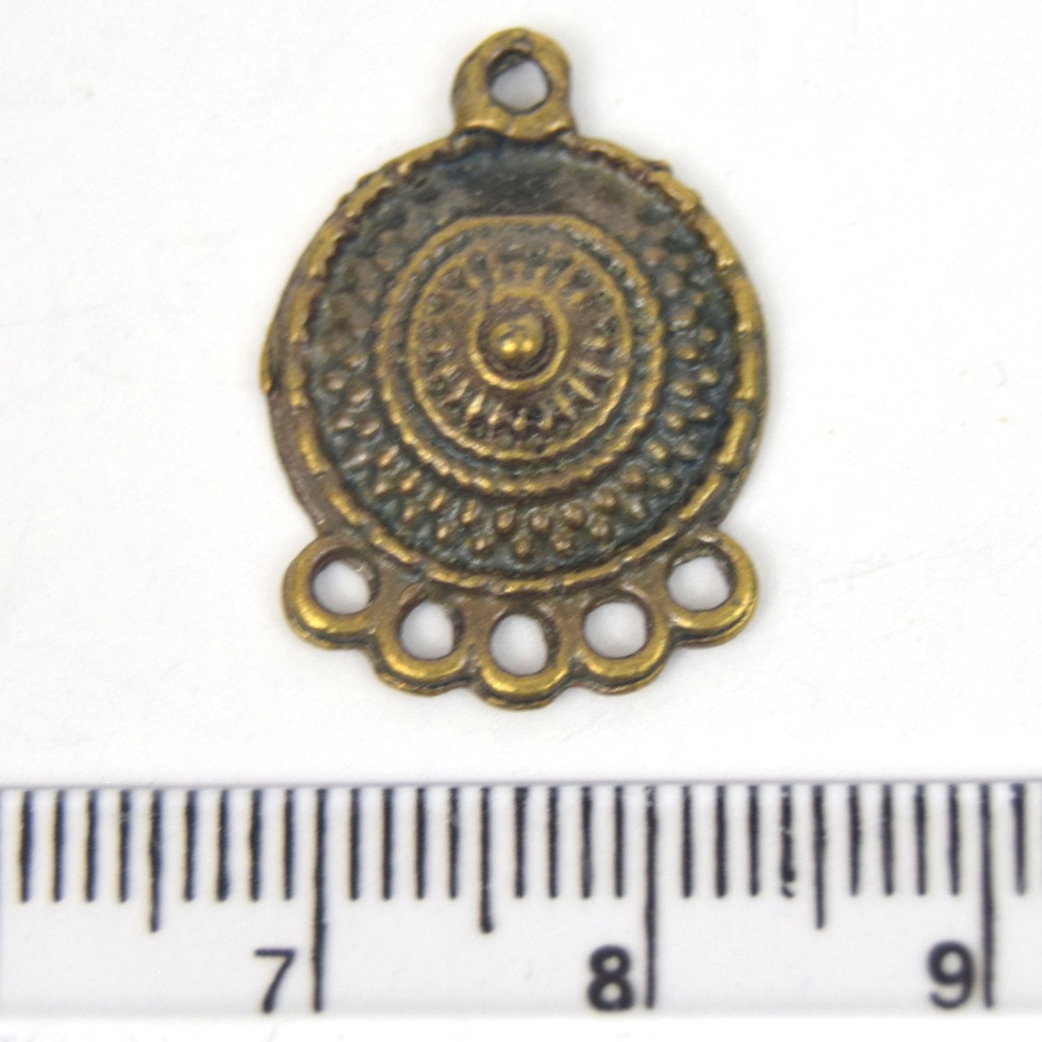 Antique Brass Plated Copper Embellished Cricle Chandelier Charm/Pendant with- Measuring 15mm x 17mm - Sold Individually, Chosen at Random
