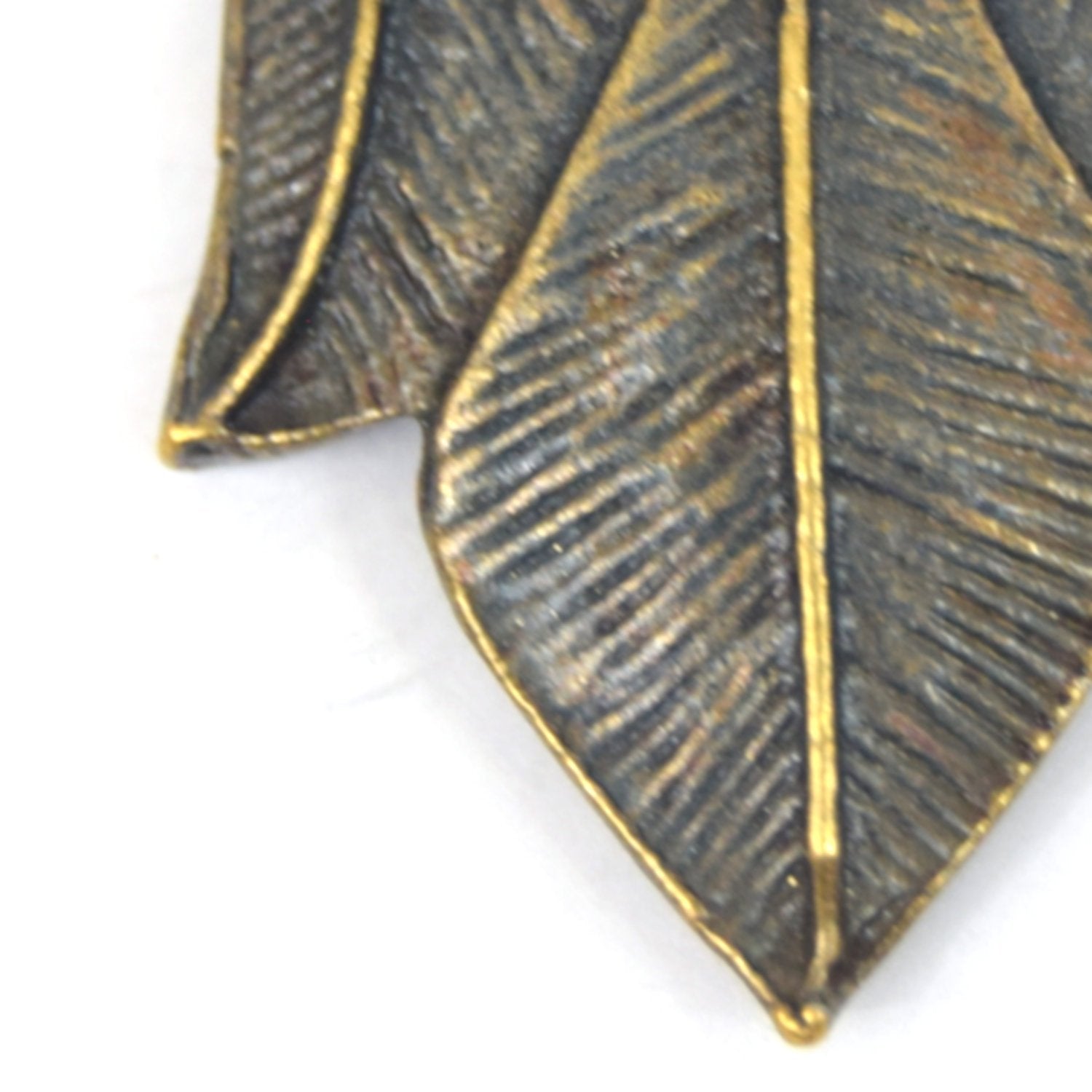 Antique Brass Plated Copper Embellished Lotus Leaf Charm/Pendant with- Measuring 19mm x 36mm - Sold Individually, Chosen at Random
