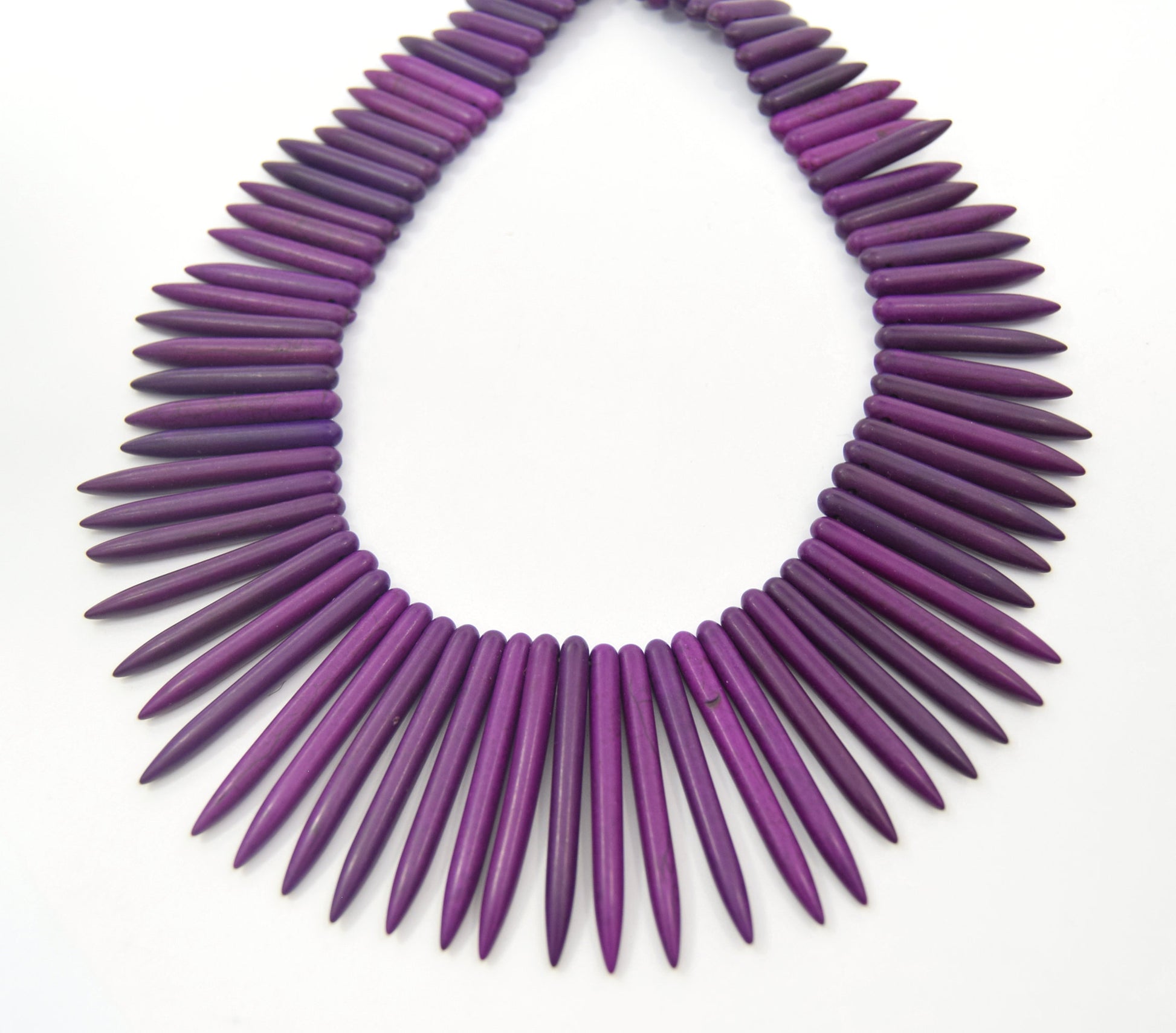 48mm Smooth Berry Purple Howlite Graduated Stick Beads - (Approx. 15.5" ~ 88 Beads)