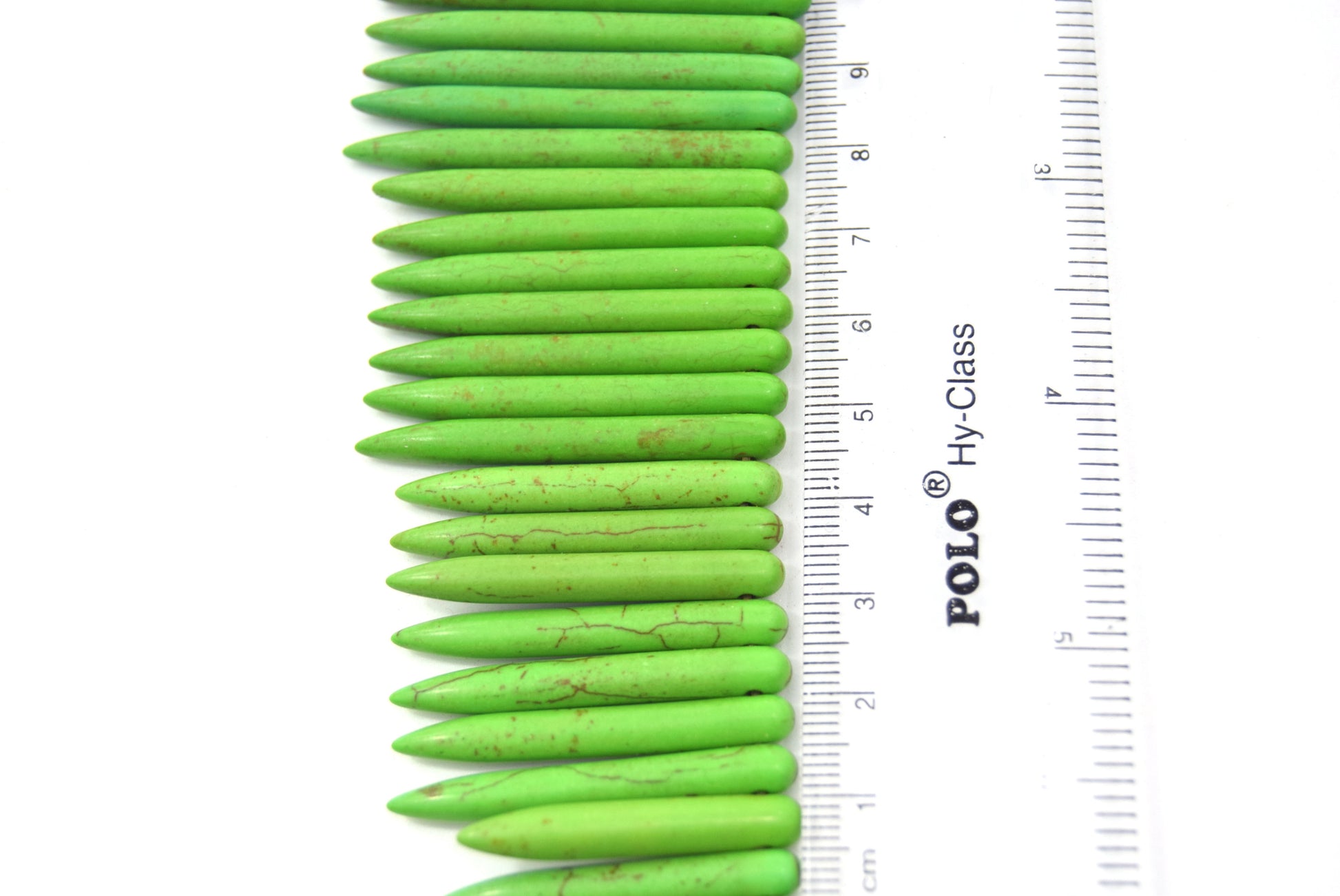 48mm Smooth Brown Veined Lime Green Howlite Graduated Stick Beads - (Approx. 15" ~ 83 Beads)