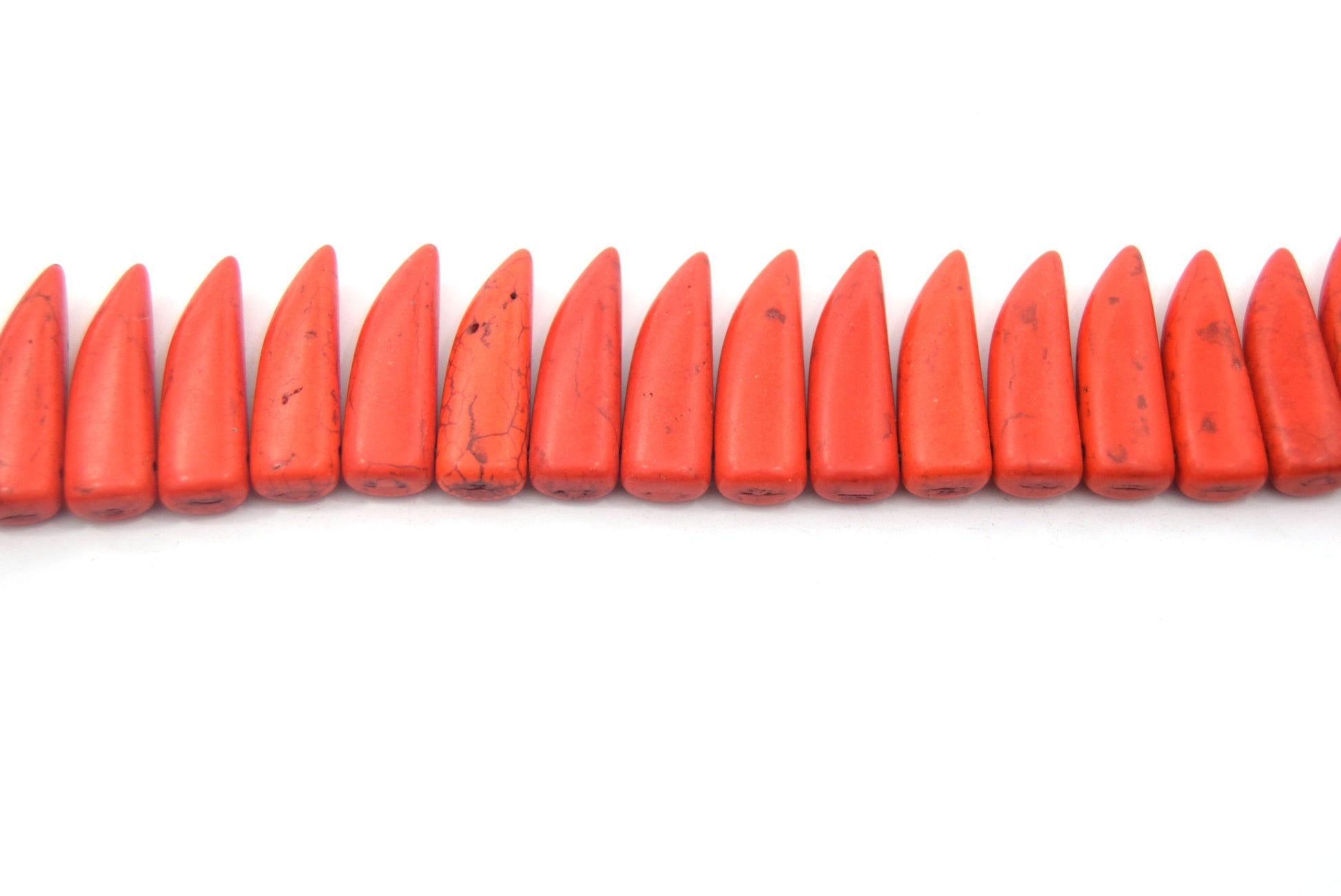 31mm Burnt Orange Howlite Bullet/Tusk Shaped Beads with 1mm Holes - (Approx. 15" Strand ~ 40 Beads)