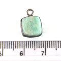 8-9mm Gunmetal Faceted Natural Green/Blue Amazonite Cube/Square Shaped Plated Copper Bezel Charm