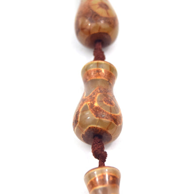 25mm Natural Eye Spotted Brown/Green/Gray Tibetan Agate Vase Shape Beads - (Approx. 13" ~10 Beads)