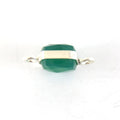 7-8mm Silver Finish Faceted Green Onyx Cube/Square Shaped Plated Copper Bezel Connector