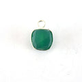 Green Onyx Bezel | Silver Finish Faceted Cube Square Shaped Plated Copper Pendant - Measuring 7mm x 8mm - Natural Gemstone