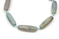 Tube Banded Agate | Marbled Neutral Blue Green Dyed Agate | Tube Barrel Shaped Gemstone Beads | 40mm Available