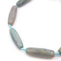 Tube Banded Agate | Marbled Neutral Blue Green Dyed Agate | Tube Barrel Shaped Gemstone Beads | 40mm Available