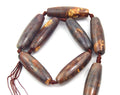 Tube Banded Agate | Marbled Neutral Brown Gold Dyed Agate | Tube Barrel Shaped Gemstone Beads | 40mm Available
