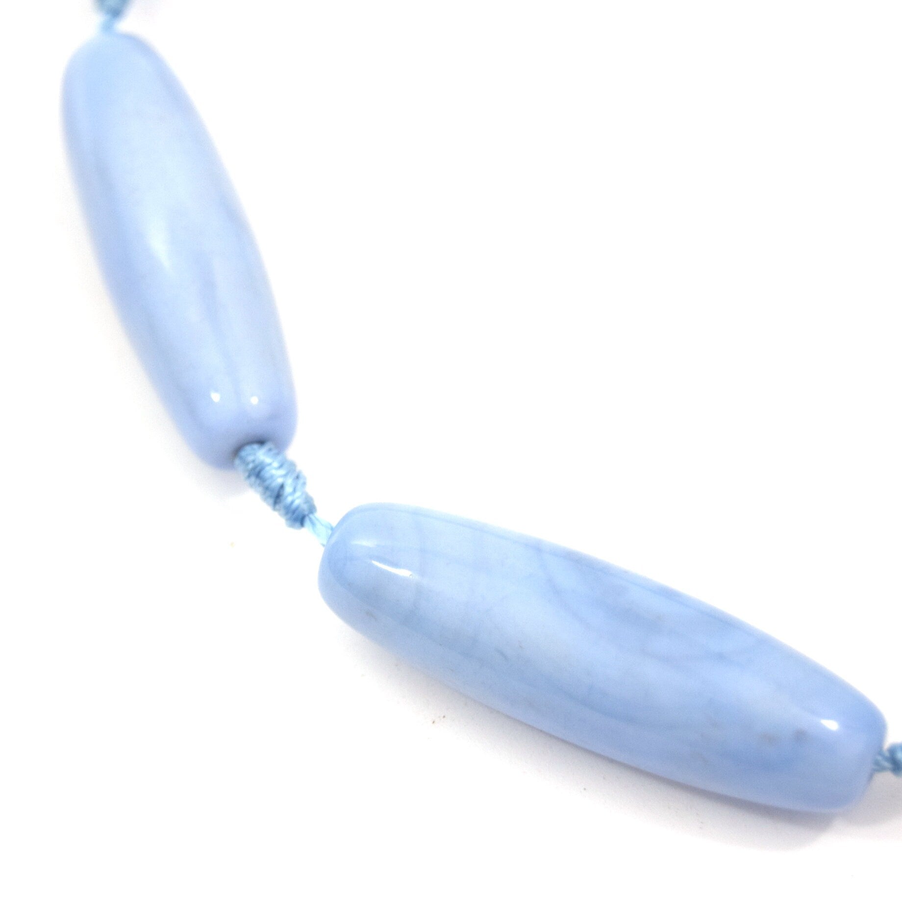 Tube Banded Agate | Marbled Sky Blue Dyed Agate | Tube Barrel Shaped Gemstone Beads | 40mm Available
