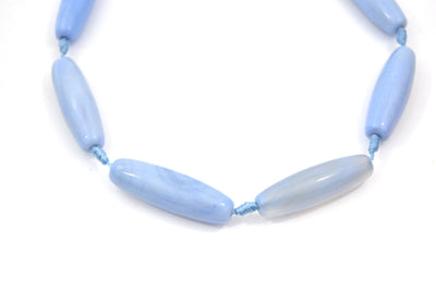 Tube Banded Agate | Marbled Sky Blue Dyed Agate | Tube Barrel Shaped Gemstone Beads | 40mm Available
