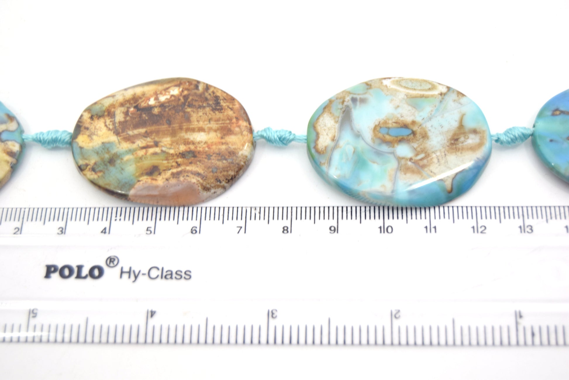 50mm Smooth Marbled Pastel Green Dyed Agate Oval Shaped Beads - (Approx. 14" ~6 Beads)