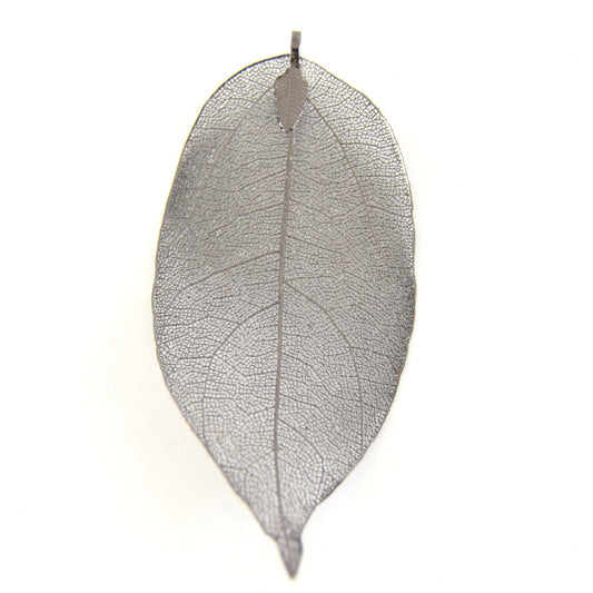 Large Gunmetal Finish Electroplated Copper Leaf Pendants with Attached Bail - Measuring 60-70mm Long - Sold Individually