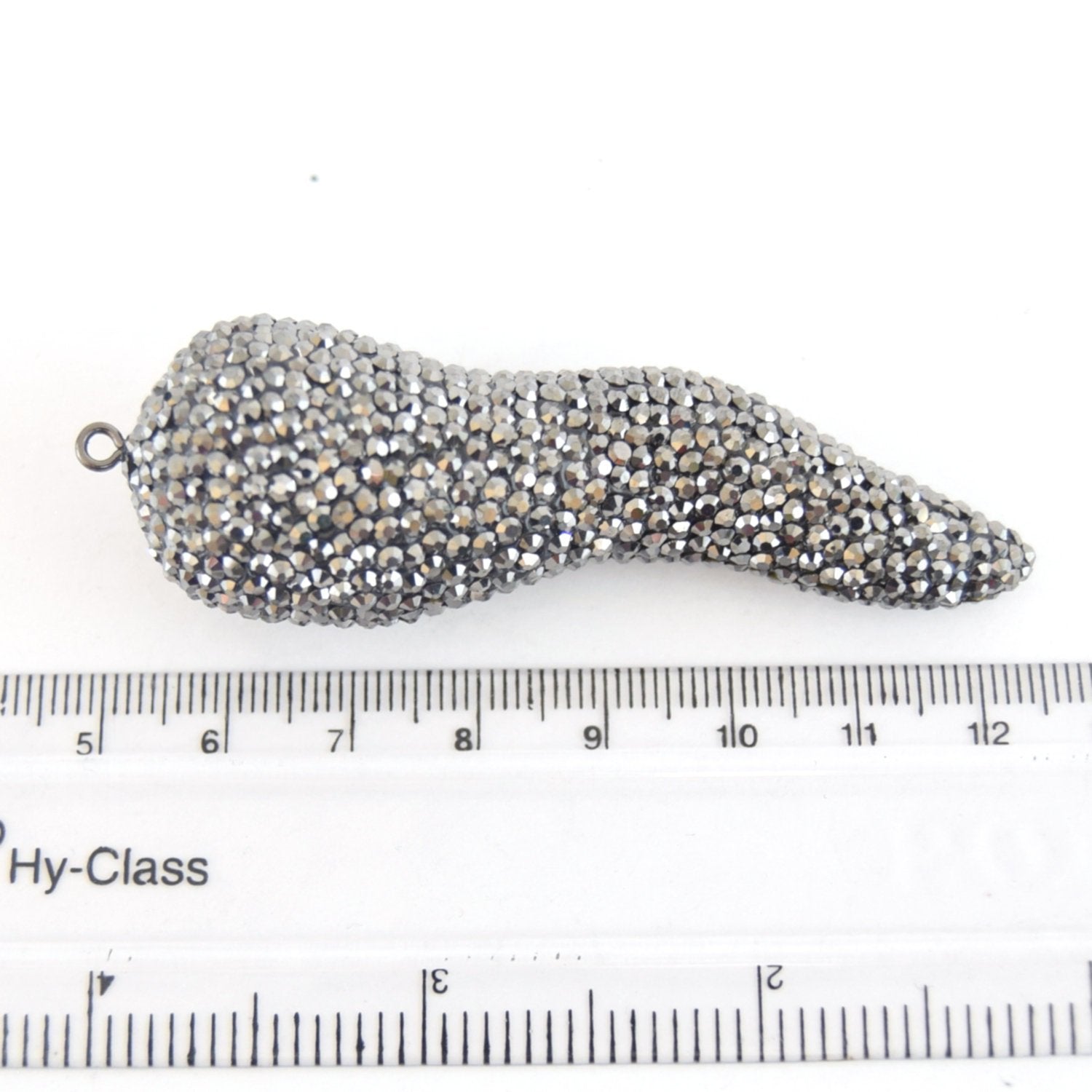 25mm x 75mm Pave Rhinestone Encrusted Gunmetal Pepper Shaped Pendant
