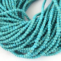 4mm Smooth Dyed Turquoise Blue Howlite Round/Rondelle Shaped Beads - Sold by 15.25" Strands (Approx. 100 Beads) - Quality Gemstone